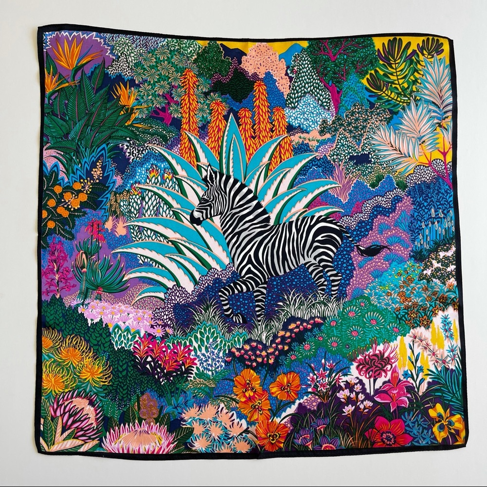 Silk Scarf Tropical Zebra Print Ascot